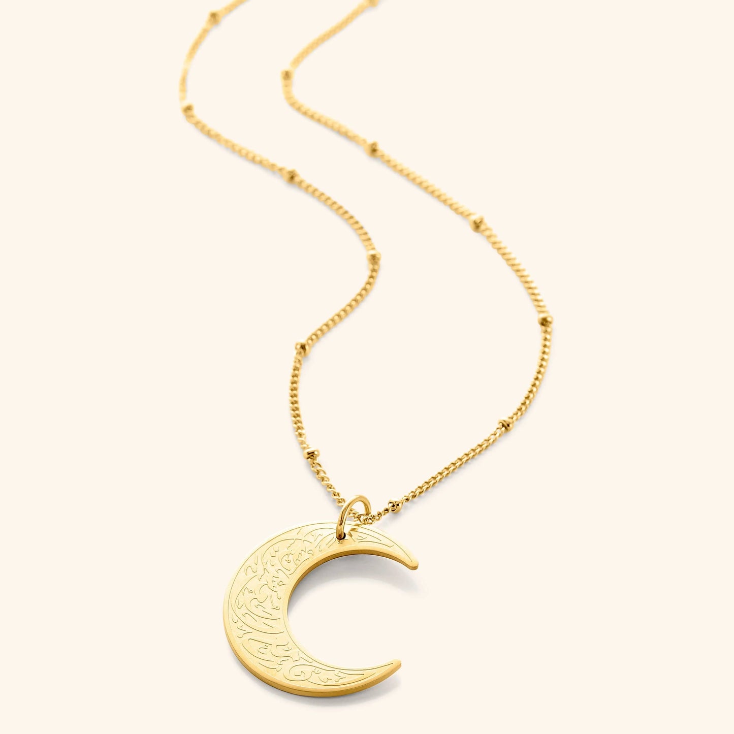 Collier croissant de Lune "Avec la difficulté vient la facilité"