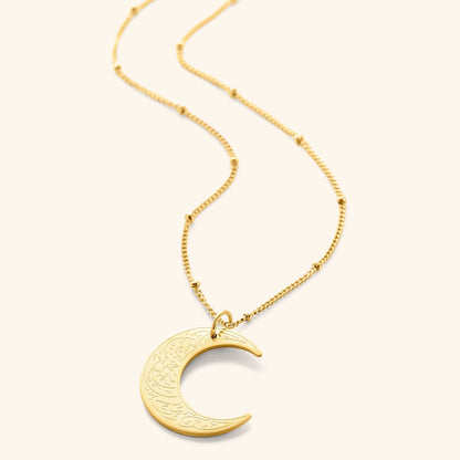 Collier croissant de Lune "Avec la difficulté vient la facilité"