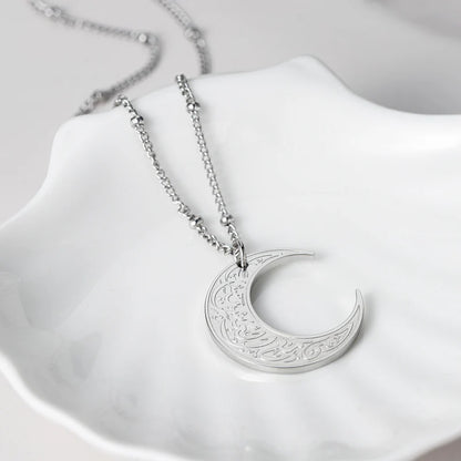 Collier croissant de Lune "Avec la difficulté vient la facilité"