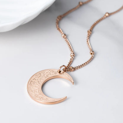 Collier croissant de Lune "Avec la difficulté vient la facilité"